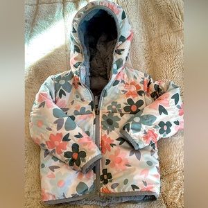 Toddler girl north face coat reversible size 18-24